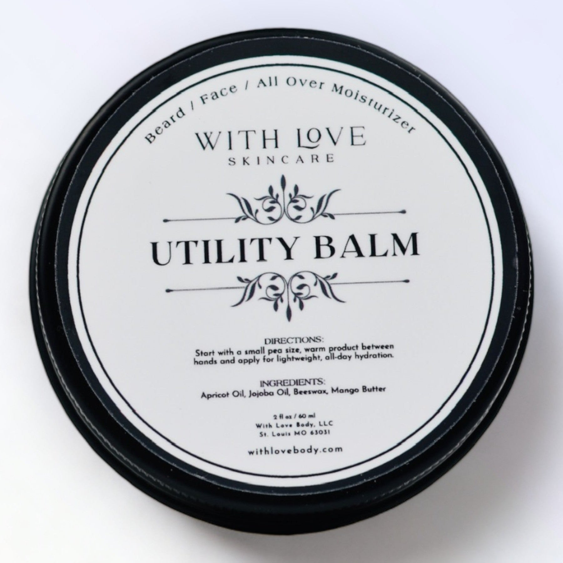 Unscented utility balm for beard moisturizing, softening, and taming, featuring jojoba oil and avocado oil for natural skincare and beard growth.