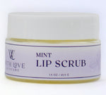 With Love Essential Skin Care Lip Scrub with gentle exfoliation in mint for smooth, rejuvenated lips.