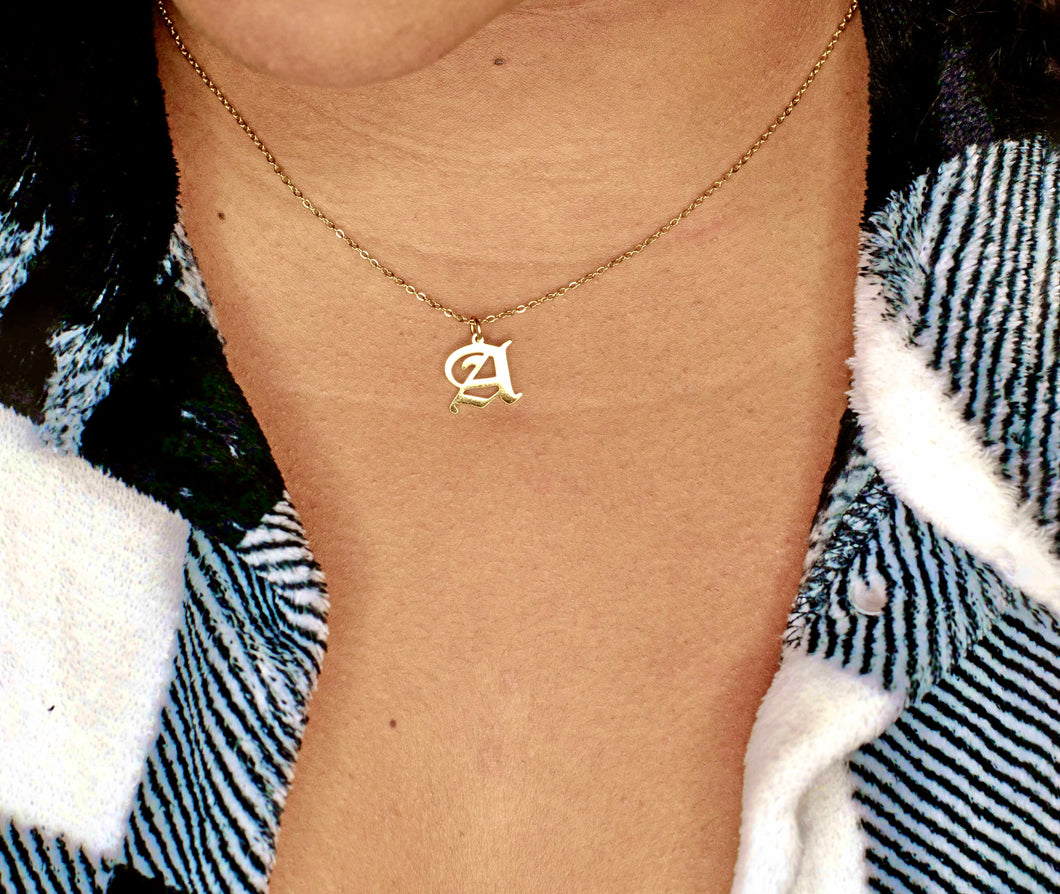 Old English Initial Necklace